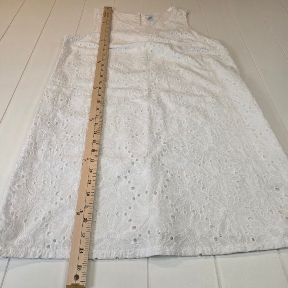 Sigrid Olsen Womens L Shift Dress White Floral Eyelet 100% Cotton Sleeveless NEW - Picture 8 of 8